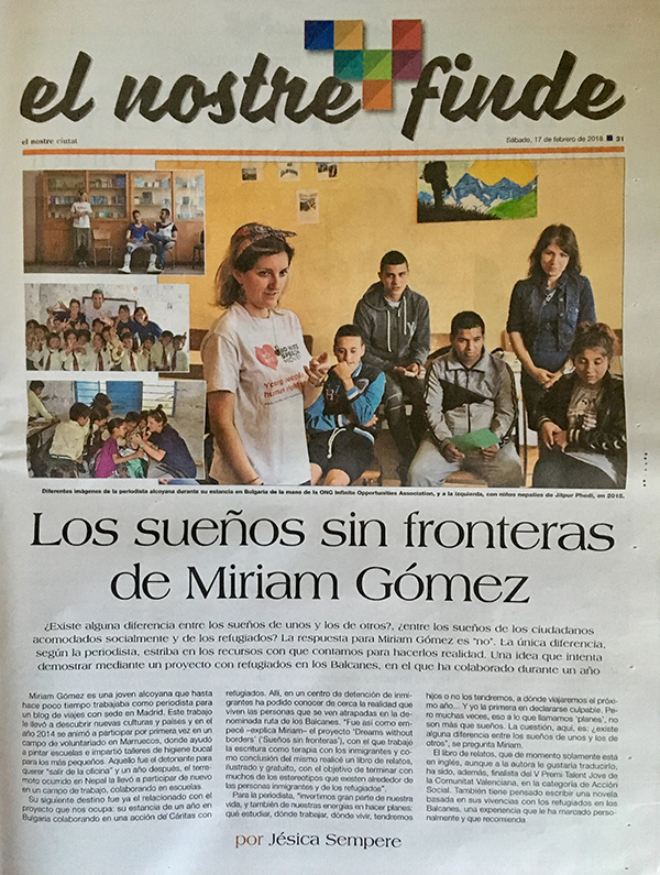 Entrevista a Miriam Gómez en "El nostre"
